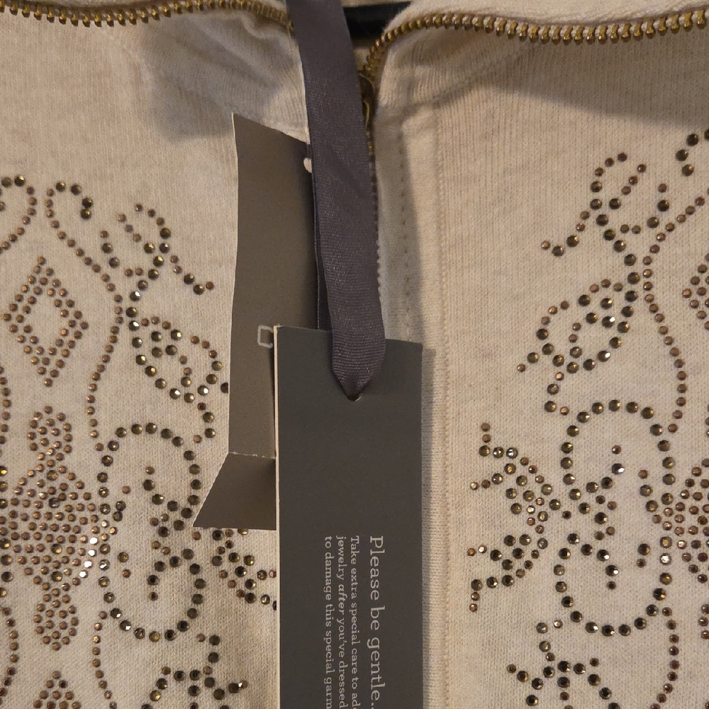 Chico's Cream Embroidered Turtleneck Sweater - Picture 3 of 7